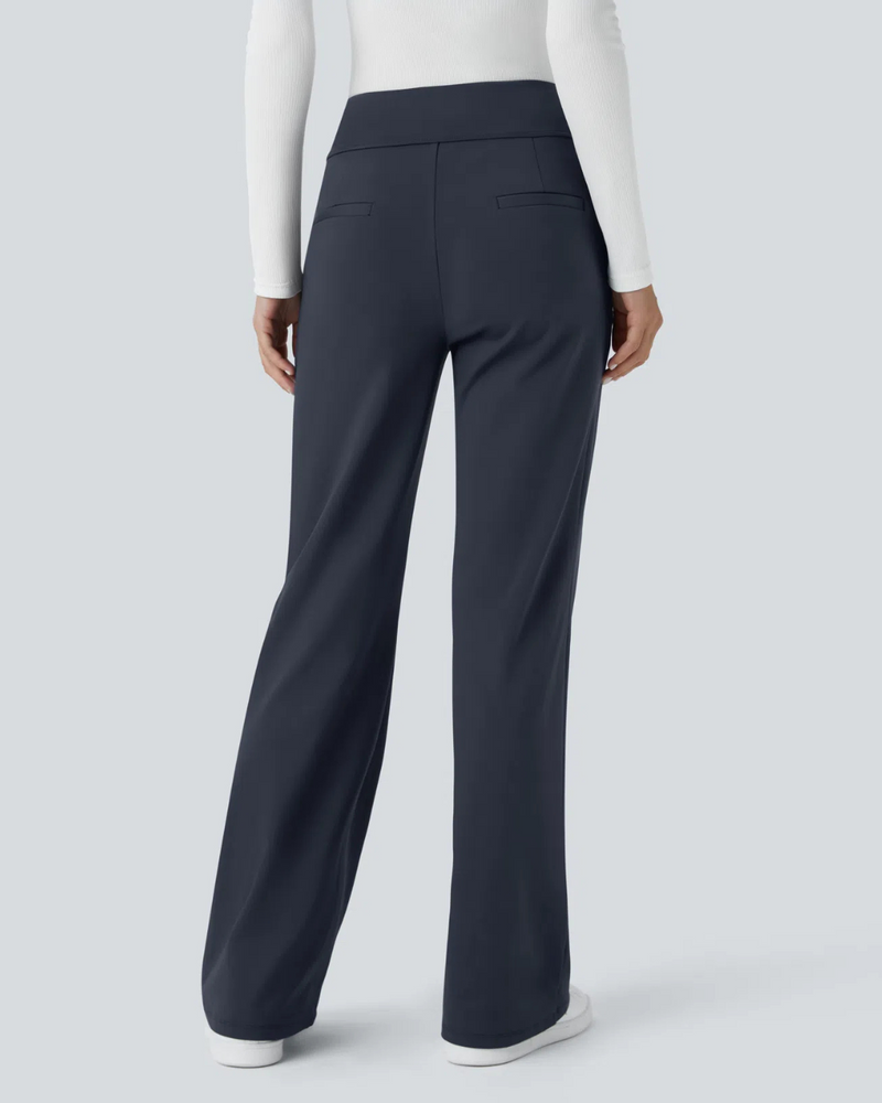 Pantalon de Cintura Alta para Mujer con Bolsillos Laterales con Cremallera