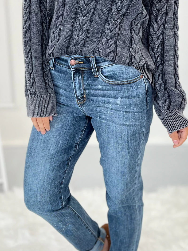 jeans de pierna ancha y cropped