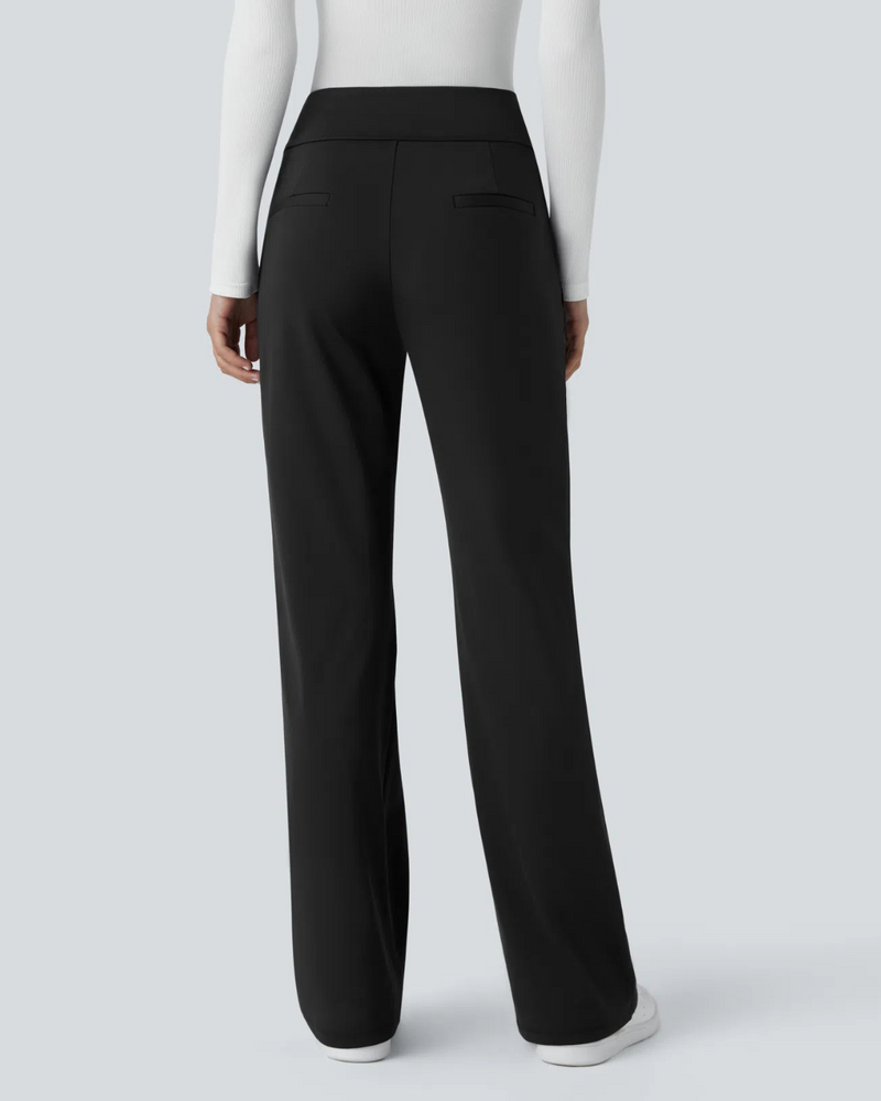 Pantalon de Cintura Alta para Mujer con Bolsillos Laterales con Cremallera